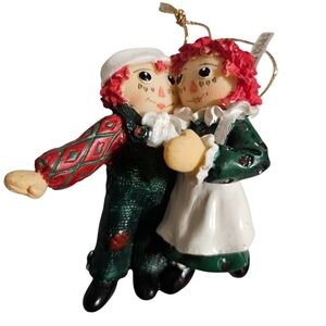Vintage 1998 Raggedy Ann and Andy Christmas Ornament 3"